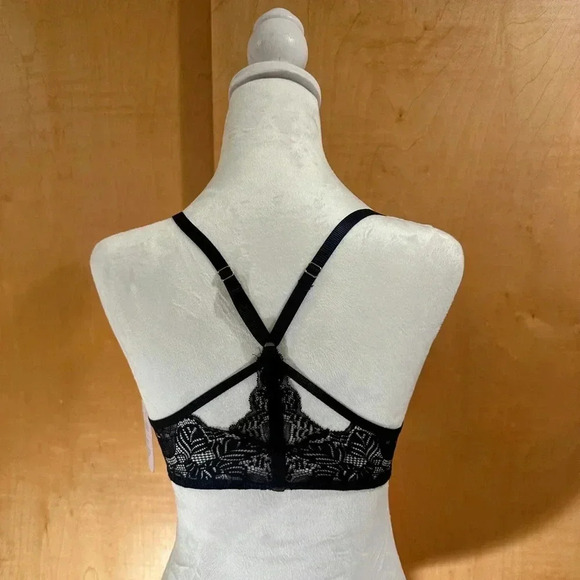 Auden Black Demi Coverage Lace Push-Up Racerback Bra - Picture 2 of 4